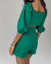 Trendsi Cutout Puff Sleeve Top and Shorts Set