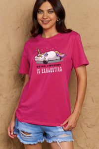 Full Size BEING AWESOME IS EXHAUSTING Graphic Cotton Tee