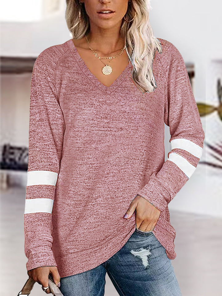 Trendsi Dusty Pink / S V-Neck Raglan Sleeve T-Shirt