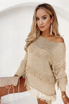 Trendsi Fringe Detail Long Sleeve Sweater