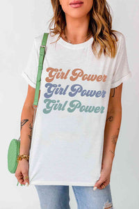 GIRL POWER Graphic Round Neck Tee
