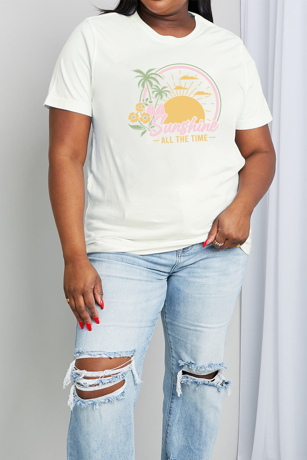 Full Size SUNSHINE ALL THE TIME Graphic Cotton Tee
