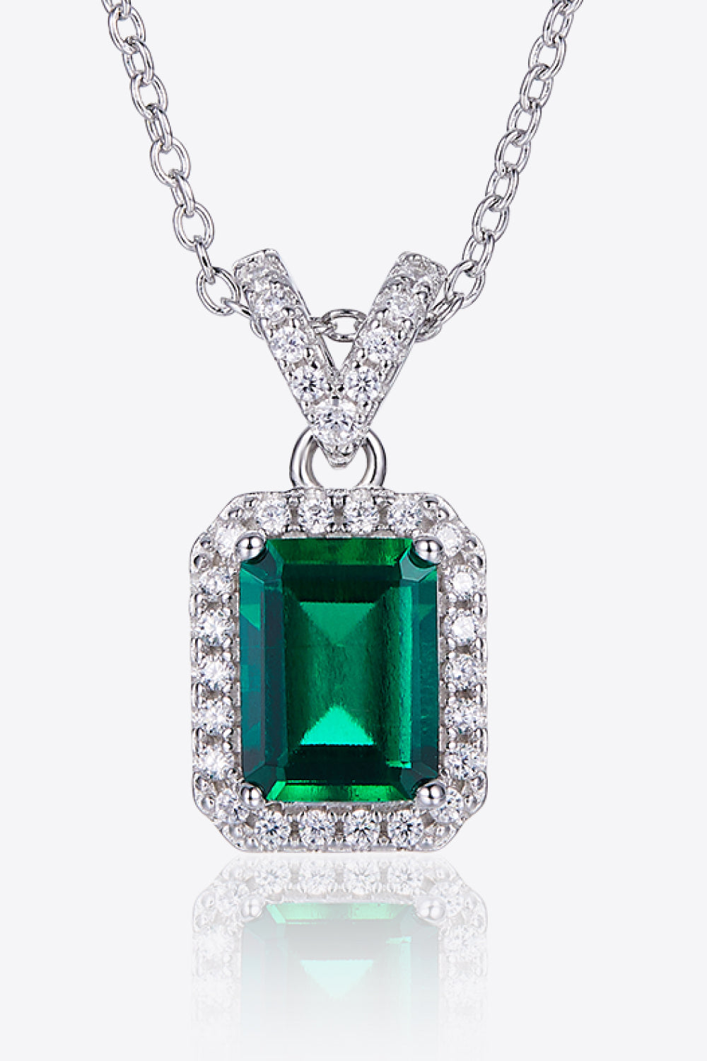 Trendsi Green / One Size Baeful 1.25 Carat Lab-Grown Emerald Pendant Necklace