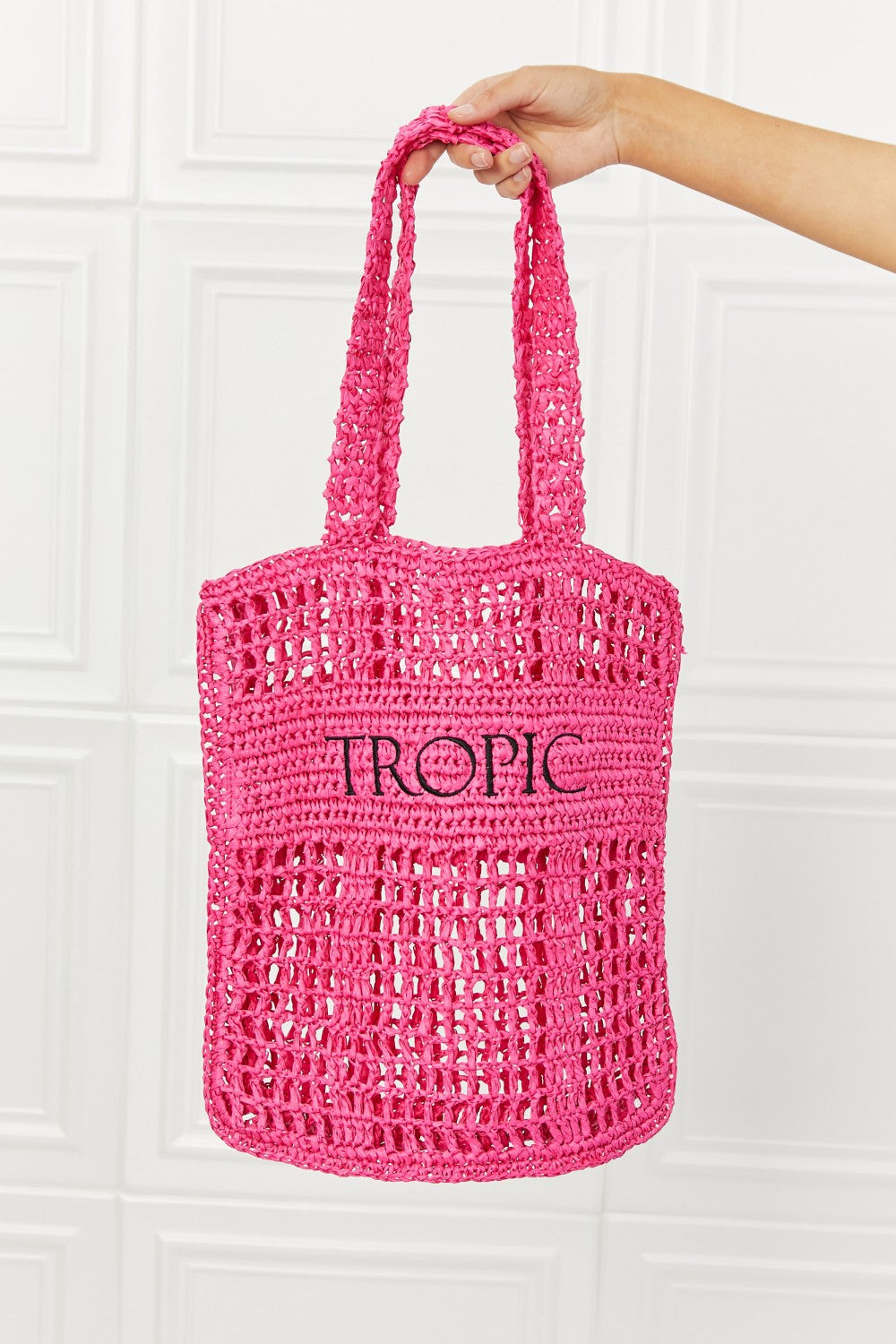 Trendsi Hot Pink / One Size Fame Tropic Babe Staw Tote Bag