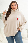 Trendsi Ivory / 0XL Plus Size Turtle Neck Long Sleeve Sweater