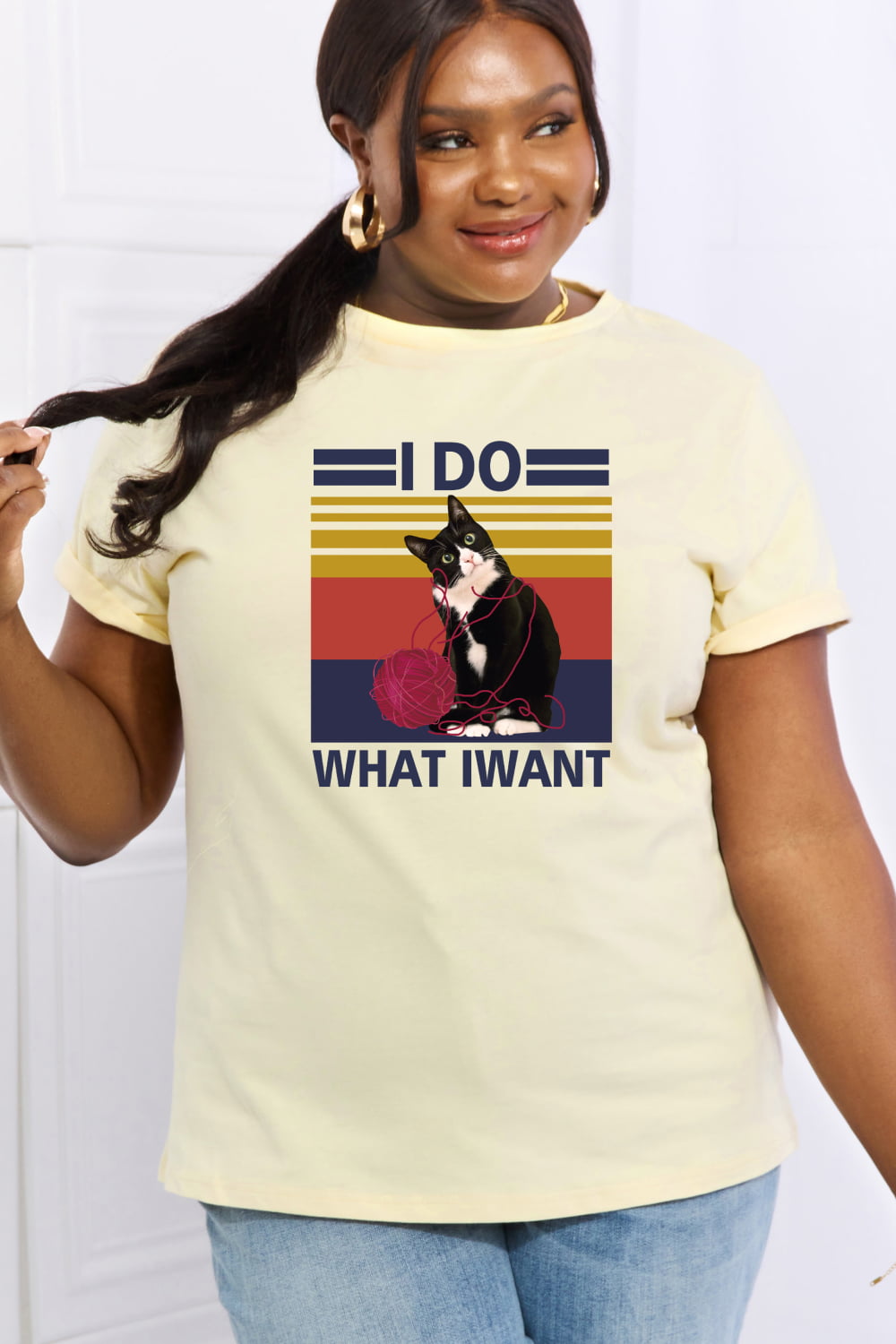 Trendsi Ivory / S Simply Love Full Size I DO WHAT I WANT Graphic Cotton Tee