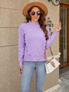 Trendsi Lavender / S Round Neck Long Sleeve Sweater