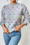 Trendsi Light Gray / S Pom-Pom Trim Mock Neck Long Sleeve Pullover Sweater