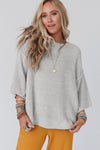 Trendsi Light Gray / S Round Neck Dropped Shoulder Sweater
