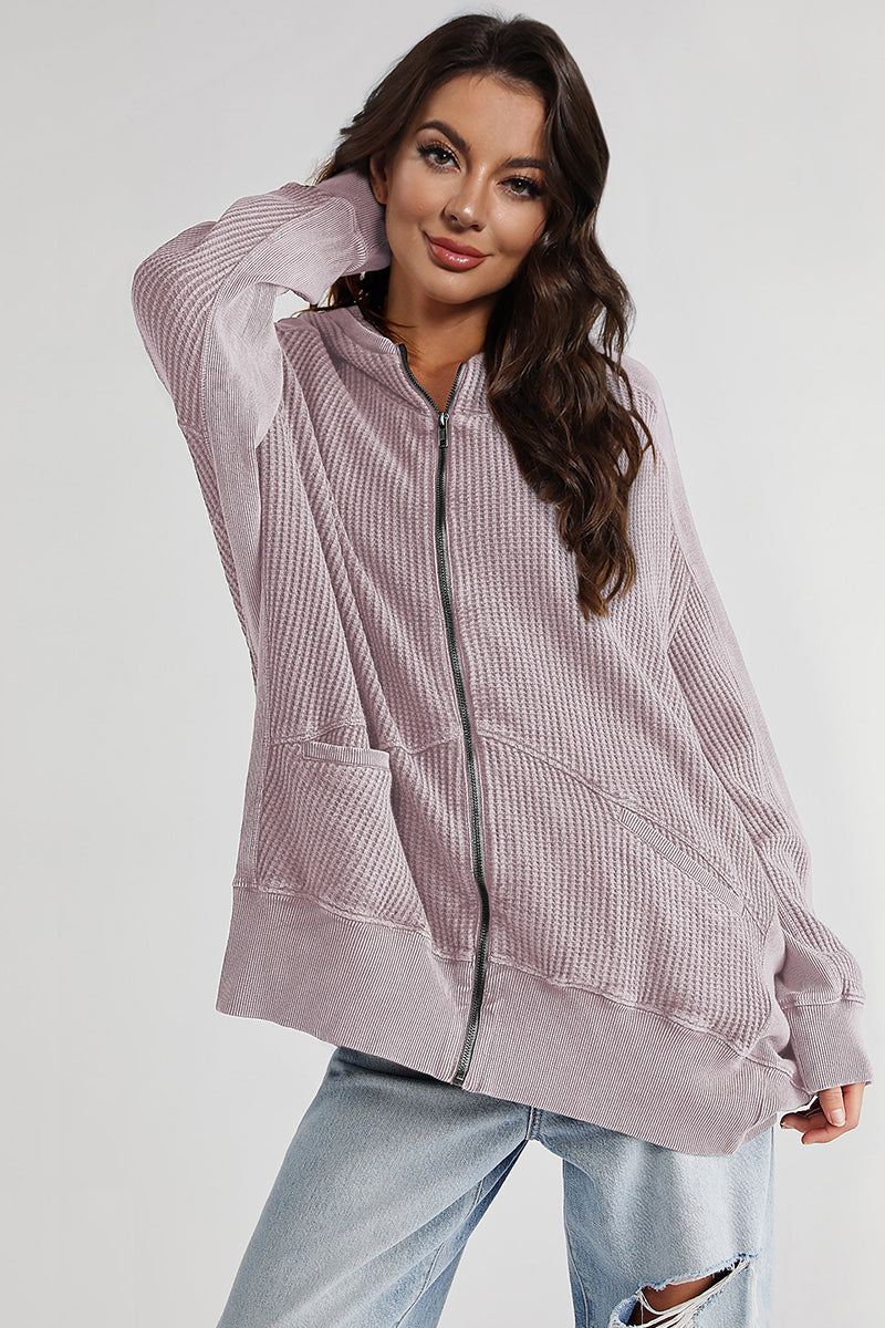 Trendsi Lilac / S Zip-Up Long Sleeve Jacket