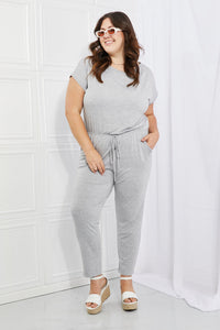 Comfy Days Full Size Boat Neck Jumpsuit in Grey