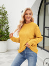 Trendsi Mustard / S Round Neck Dropped Shoulder Sweater