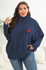 Trendsi Navy / 0XL Plus Size Turtle Neck Long Sleeve Sweater