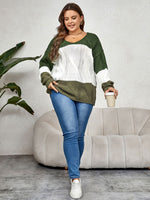 Trendsi Plus Size Color Block Long Sleeve Sweater