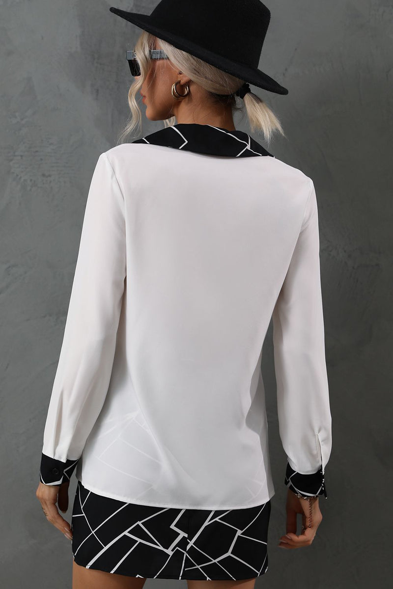 Trendsi Printed Collared Neck Long Sleeve Shirt