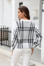 Trendsi Printed Round Neck Dropped Shoulder Sweater