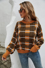 Trendsi Printed Round Neck Dropped Shoulder Sweater