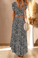 Trendsi Printed Tie Back Cropped Top and Maxi Skirt Set