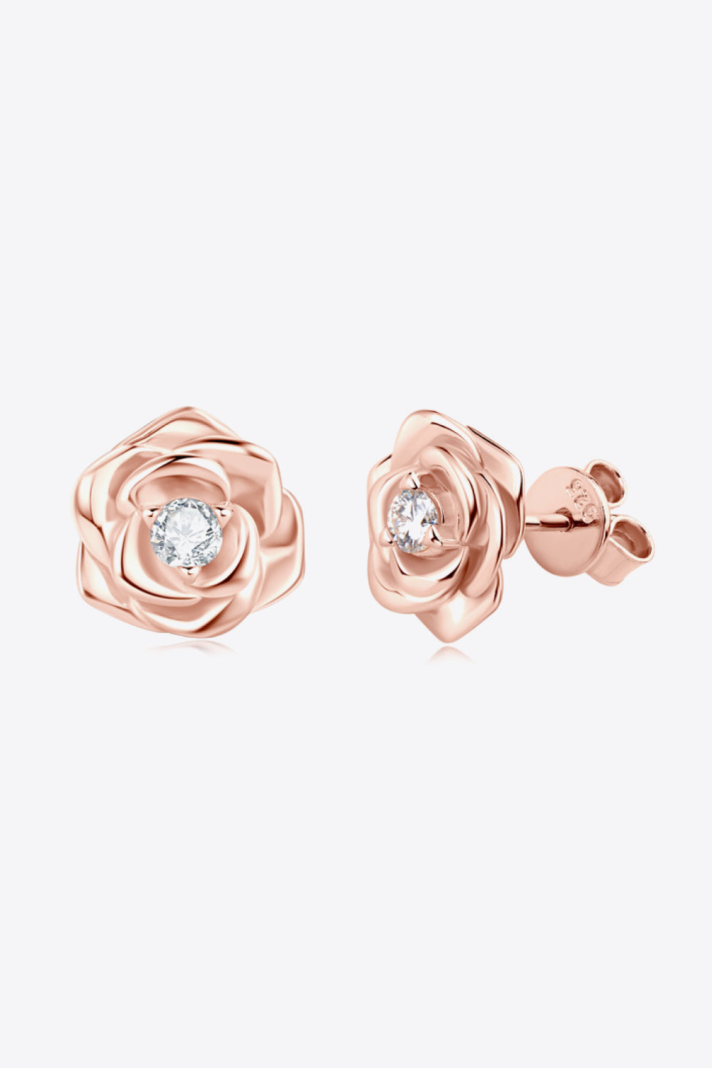 Trendsi Rose Gold / One Size Baeful Moissanite Flower 925 Sterling Silver Earrings