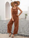 Trendsi Round Neck Sleeveless Jumpsuit with Pockets