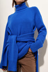 Trendsi Royal  Blue / S Turtle Neck Raglan Sleeve Sweater