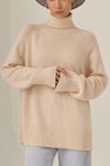 Trendsi Sand / S Turtle Neck Raglan Sleeve Sweater