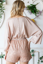 Trendsi Sequin Drawstring Waist Dolman Sleeve Romper