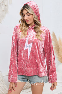 Sequin Flash Pattern Long Sleeve Dropped Shoulder Oversized Hoodie