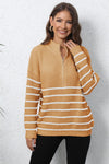 Trendsi Sherbet / One Size Mock Neck Long Sleeve Zip-Up Sweater