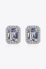 Trendsi Silver / One Size Baeful 1 Carat Moissanite Rhodium-Plated Square Stud Earrings