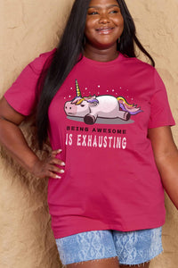Full Size BEING AWESOME IS EXHAUSTING Graphic Cotton Tee