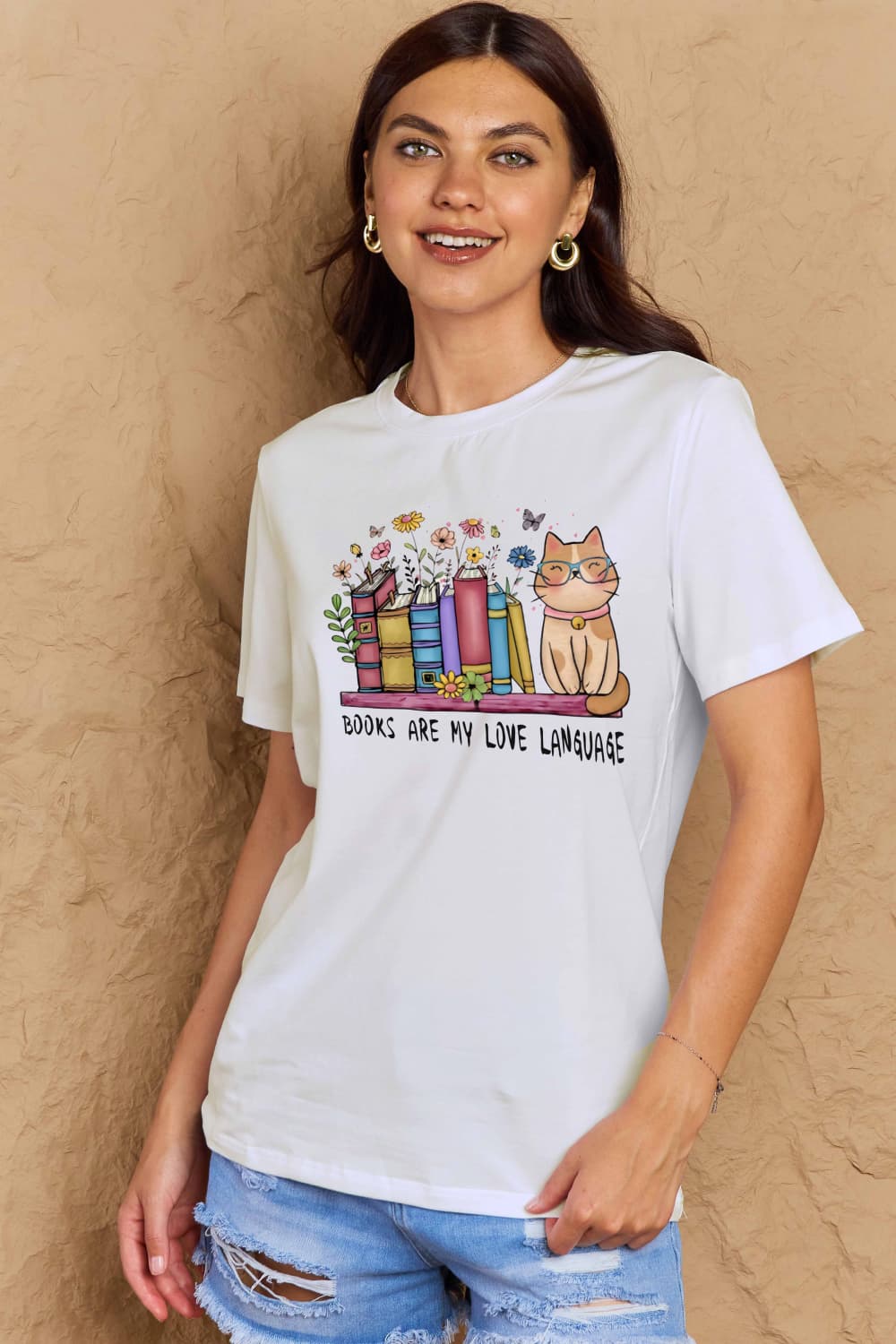Full Size BOOKS ARE MY LOVE LANGUAGE Graphic Cotton Tee