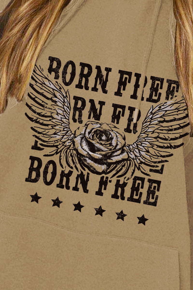 Trendsi Simply Love Full Size BORN FREE Graphic Hoodie