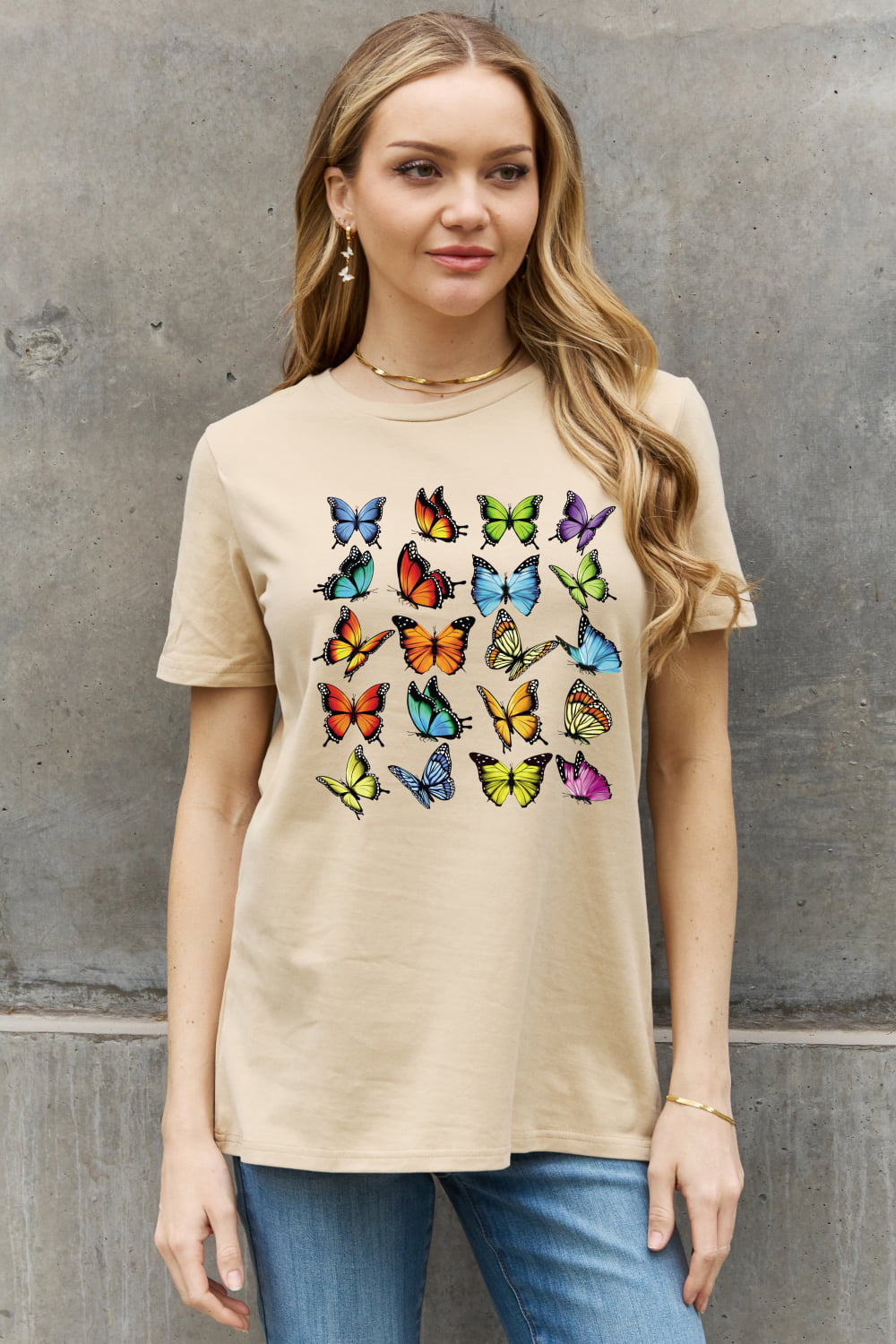 Full Size Butterfly Graphic Cotton Tee