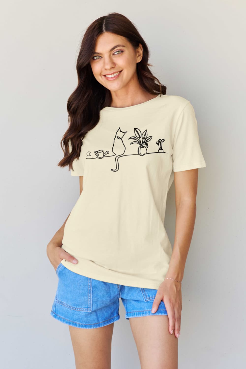 Trendsi Simply Love Full Size Cat Graphic Cotton Tee