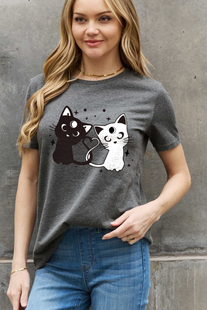 Trendsi Simply Love Full Size Cats Graphic Cotton Tee