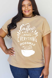 Full Size COFFEE MAKES EVERYTHING POSSIBLE Graphic Cotton Tee
