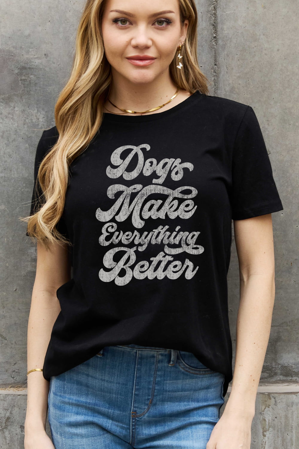 Full Size DOGS MAKE EVERTHING BETTER Graphic Cotton Tee