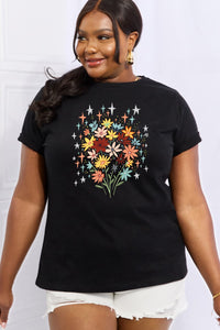 Full Size Floral Graphic Cotton Tee