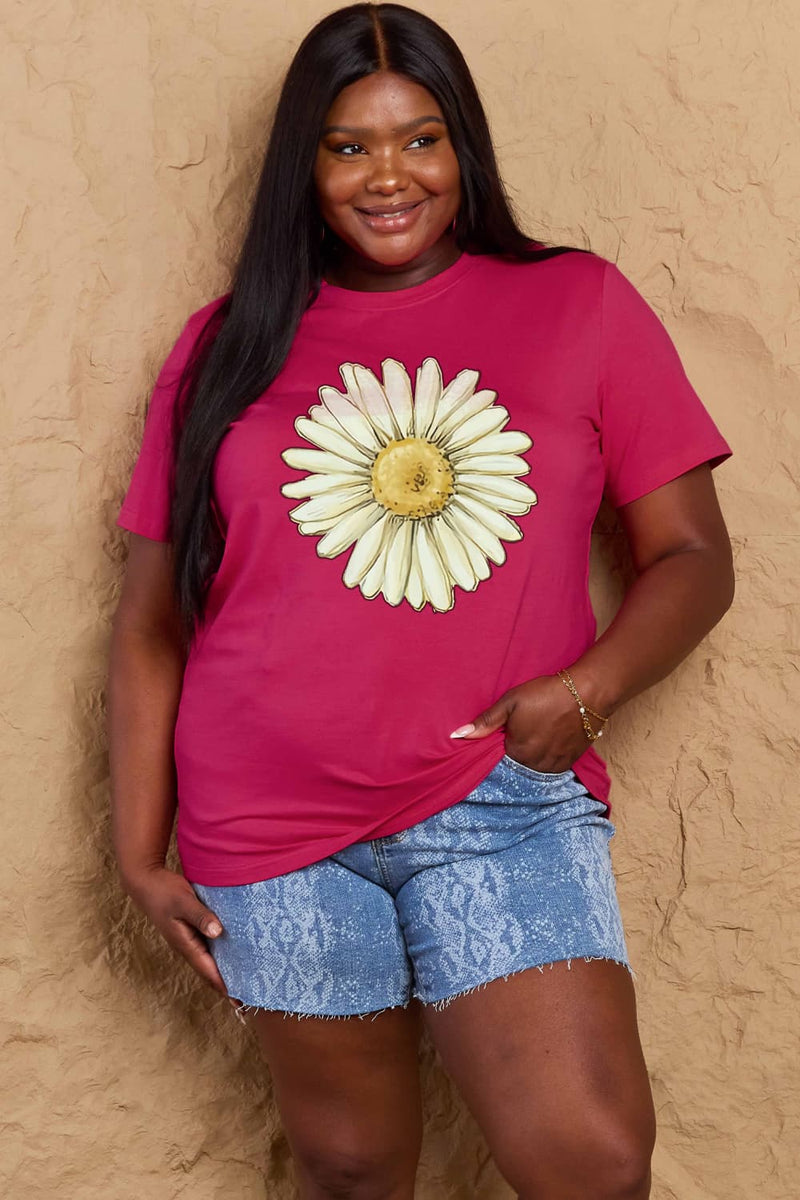 Full Size FLOWER Graphic Cotton Tee