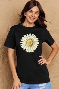 Full Size FLOWER Graphic Cotton Tee