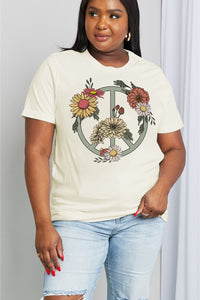 Full Size Flower Graphic Cotton Tee