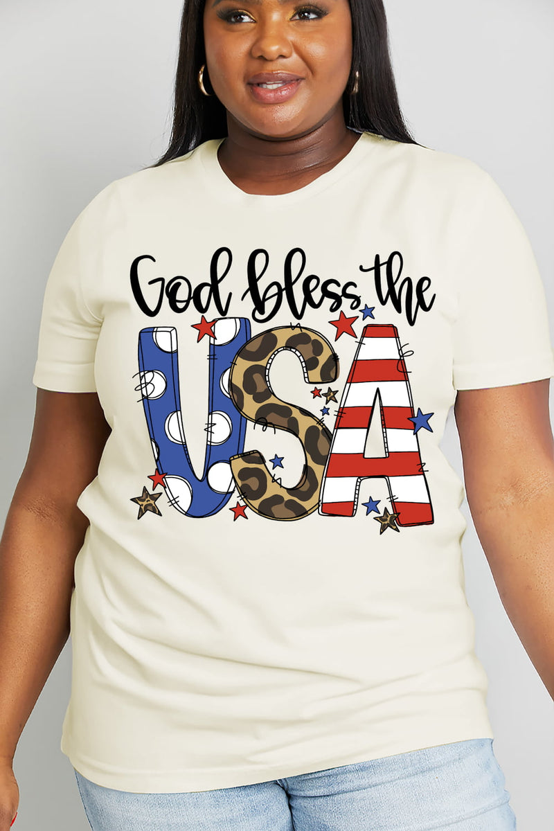 Full Size GOD BLESS THE USA Graphic Cotton Tee