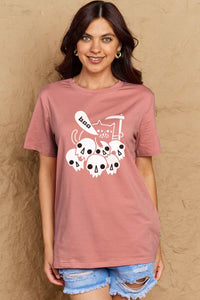 Full Size Graphic BOO Cotton T-Shirt