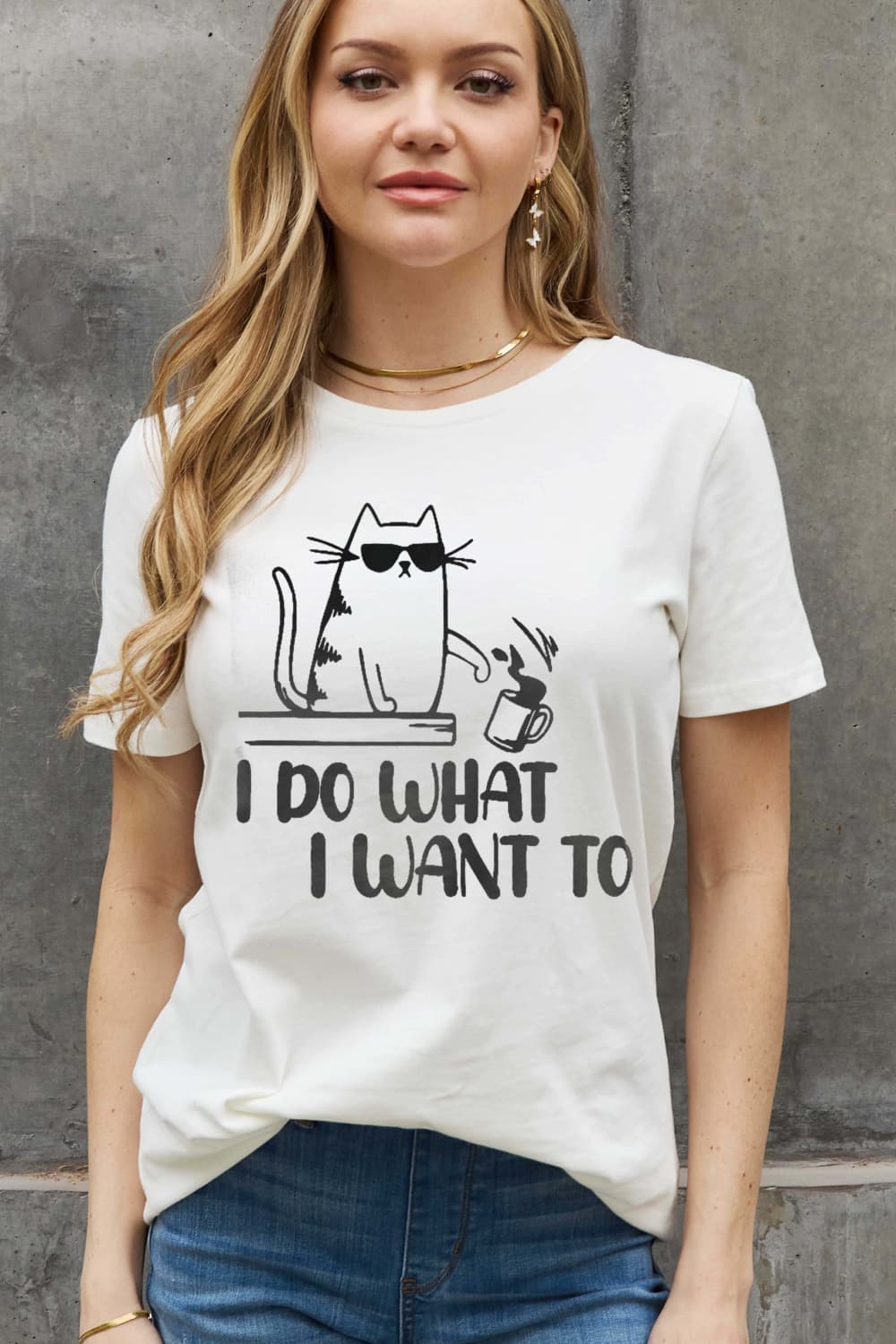 Full Size I DO WHAT I WANT TO Graphic Cotton Tee