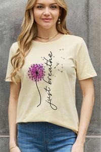 Full Size JUST BREATHE Graphic Cotton Tee