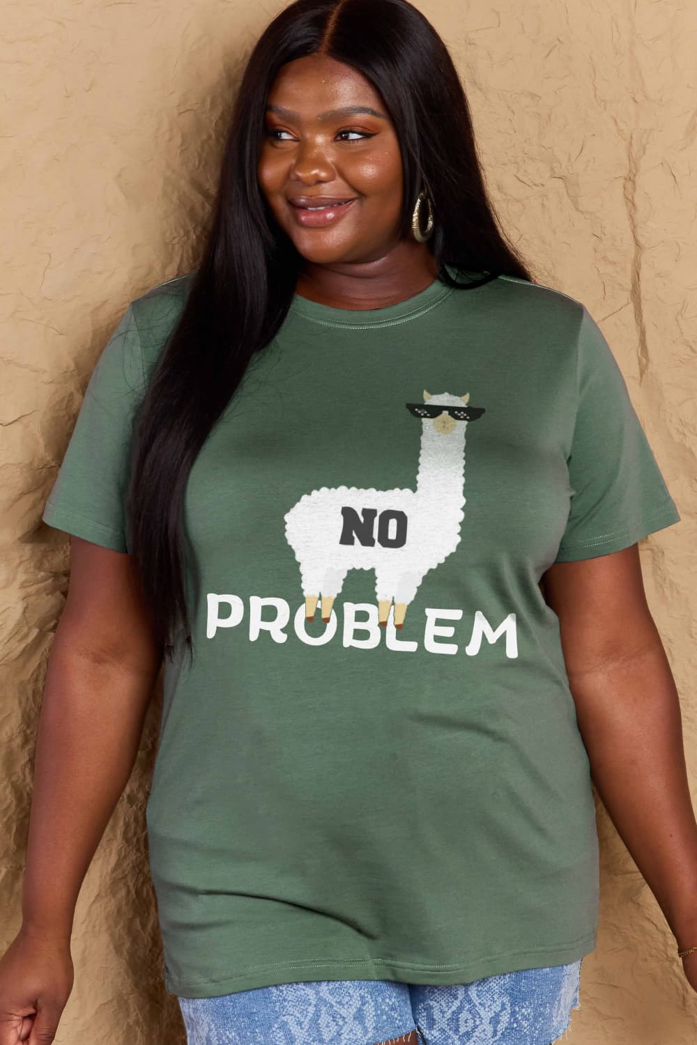 Full Size NO PROBLEM Graphic Cotton Tee