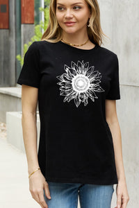 Full Size Sunflower Graphic Cotton Tee
