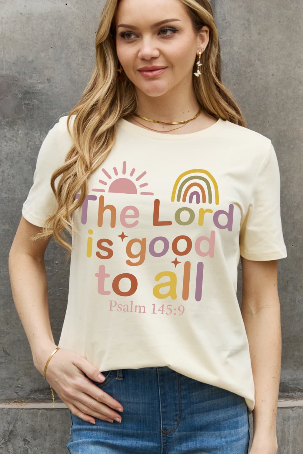 Full Size THE LORD IS GOOD TO ALL PSALM 145:9 Graphic Cotton Tee