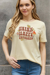 Full Size THINK HAPPY THOUGHTS Graphic Cotton Tee